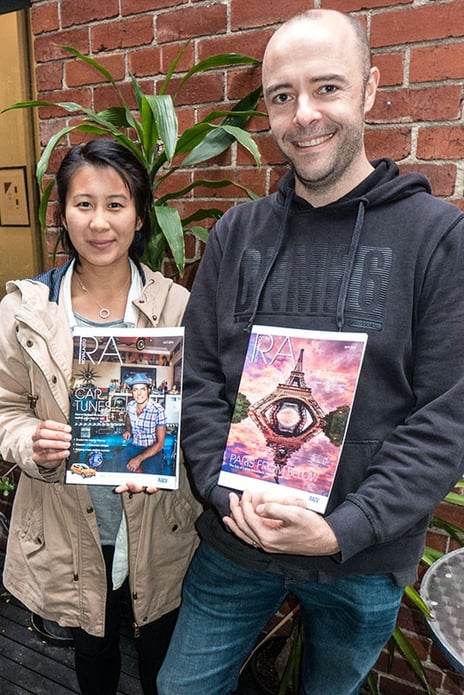 2015 PJ students Ashleigh Wong and Daniel Pockett with copies of RoyalAuto magazine in which their photographs were recently featured