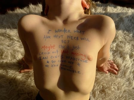 © All rights reserved Natascha Stellmach 2012 Australia Natascha Stellmach, Kaan Wearing Alex Miller UK, 2012, Archival ink on photo rag, 61 x 76cm, Copyright the artist and Anna Pappas Gallery